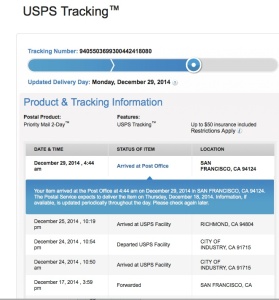 My USPS tracking report