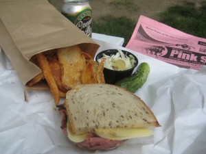 My trackside lunch from Ben and Bill's Deli, Saratoga Springs nY.