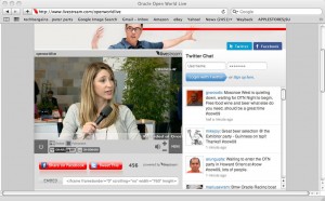 Screenshot of Oracle OpenWorld Live feed during the show.