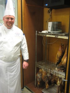Chef Christopher Tanner and his meat curing closet