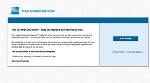 Landing page of the Amex survey