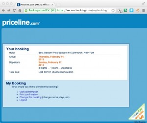 Priceline Change reservation Page